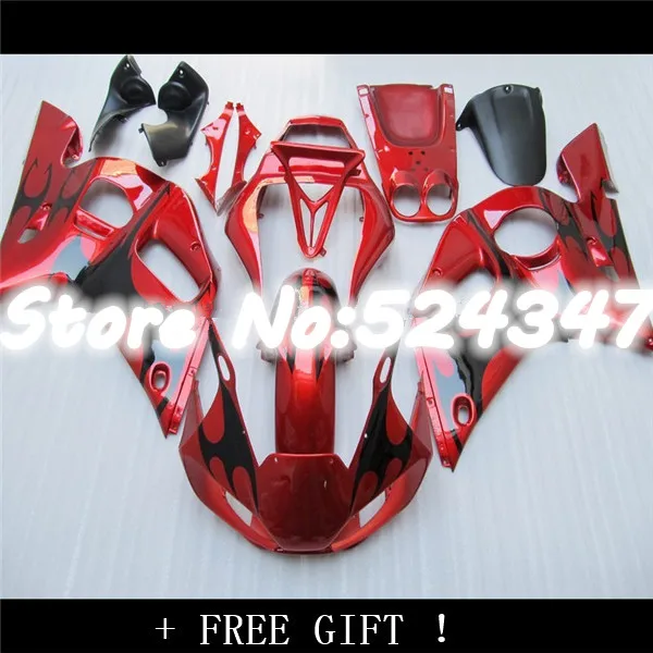 

Hey-Plastic parts for R6 fairing bodywork 1998 1999 2000 2001 2002 black in red YZF R6 fairings 1998-2002 kits for Yamaha