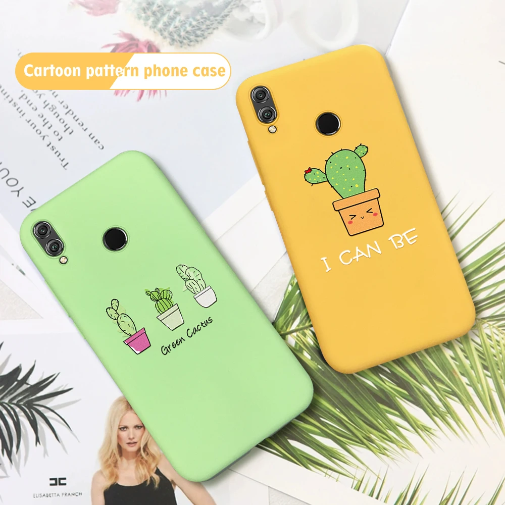 Pattern Phone Case For Huawei Honor 8X 20 Pro 10 9 Lite 10i 20i Cartoon Green Cactus Cover Nova 5 5i | Мобильные телефоны и