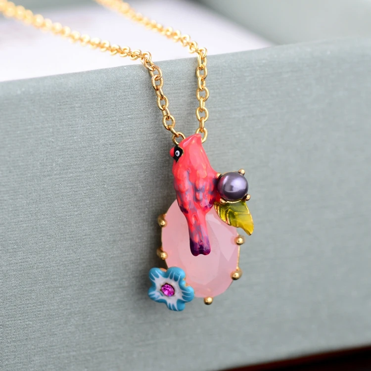 Попугай Gem цветок ожерелье для женщин элегантный симпатичные простой ну