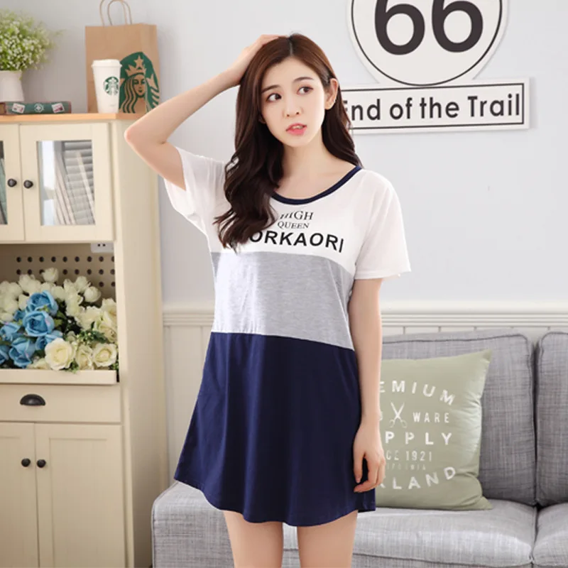 2017 новые летние с коротким рукавом пижамы женские хлопковые домашние ночь юбка