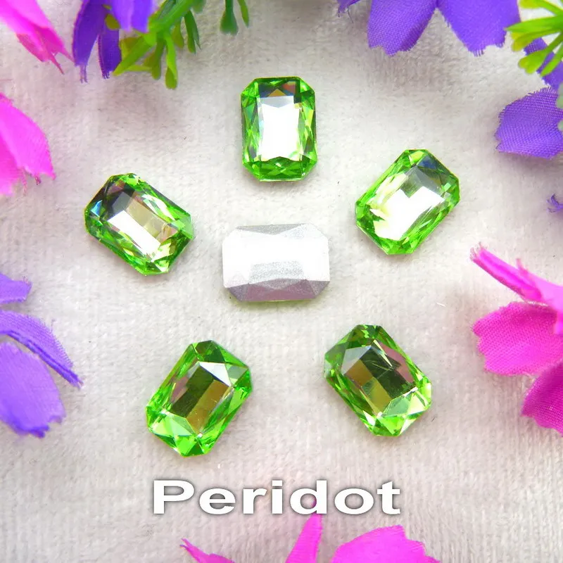 A8 Peridot Стеклянный кристалл 4*6 мм 6*8 мм 8*10 мм 10*14 мм 13*18 мм 18*25 мм 18*27 мм цвета прямоугольной формы клей на кристаллы бусины со стразами сделай сам - Цвет: A8 Peridot