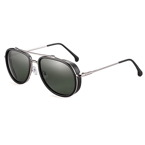 C1 Matte Black G15 POLARKING Марка Steam Punk Поляризованные Мужские Солнцезащитные Очки Gafas De Sol Мужская Мода Вождения Металлические Солнцезащитные Очки Рыбалка Путешествия Очки - Цвет линз: C1 Matte Black G15