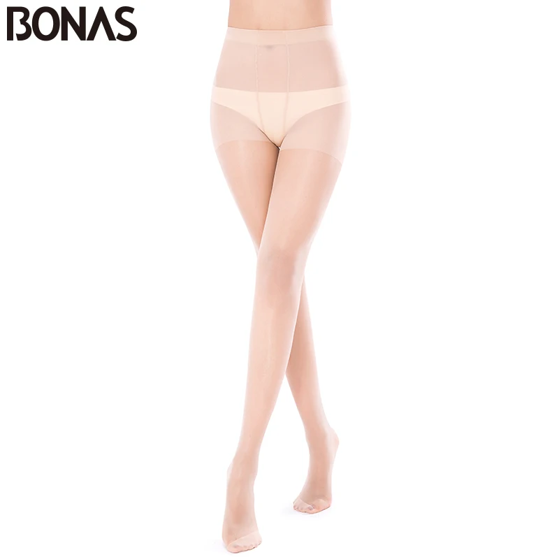 BONAS 30D сексуальные нейлоновые колготки для девочек, Летний стиль, модные одноцветные тонкие колготки, женские эластичные длинные бесшовные Чулочные изделия из полиэстера