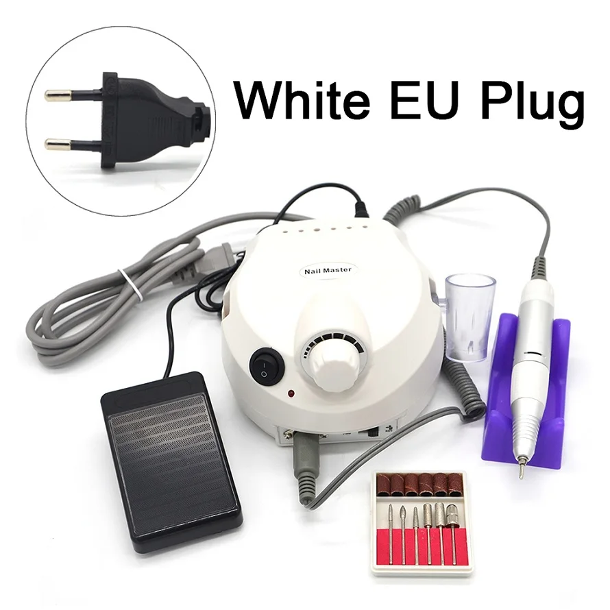 White EU 220V SET2 Мастер ногтей 110/220 В 30000 об/мин профессиональный электрический инструмент для ногтей набор маникюрных машин профессиональный салон домашний комплект инструментов для маникюра красный дрель для ногтей - Цвет: White EU 220V SET2