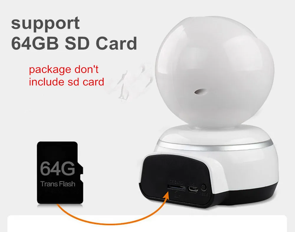 Ip-камера видеонаблюдения Wi-Fi ptz 720p hd sd-карта | Безопасность и защита