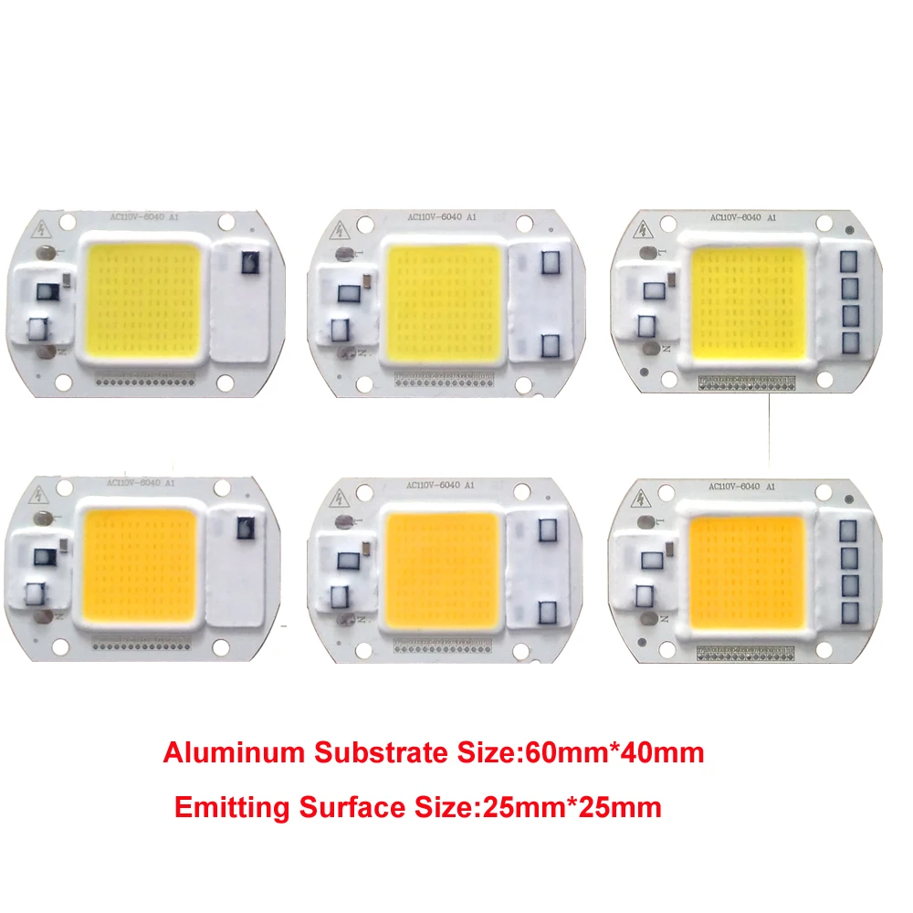 5 шт./лот LED COB Chip Lamp 20 Вт 30 50 AC IP65 Smart IC подходит для DIY прожектора уличного света lamlp