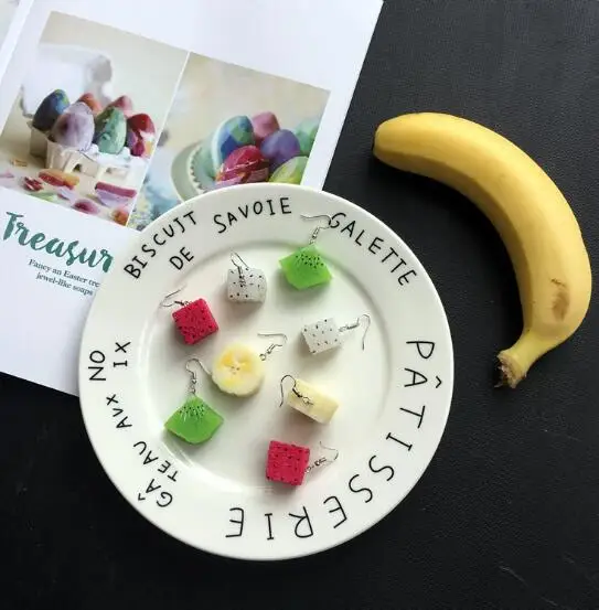 Imitation Fruit Pulp Banana Red Pitaya White pitaya Kiwi Dangle Earrings Acrylic Lovely Jewelry gift Simple Earring|Серьги-подвески| |