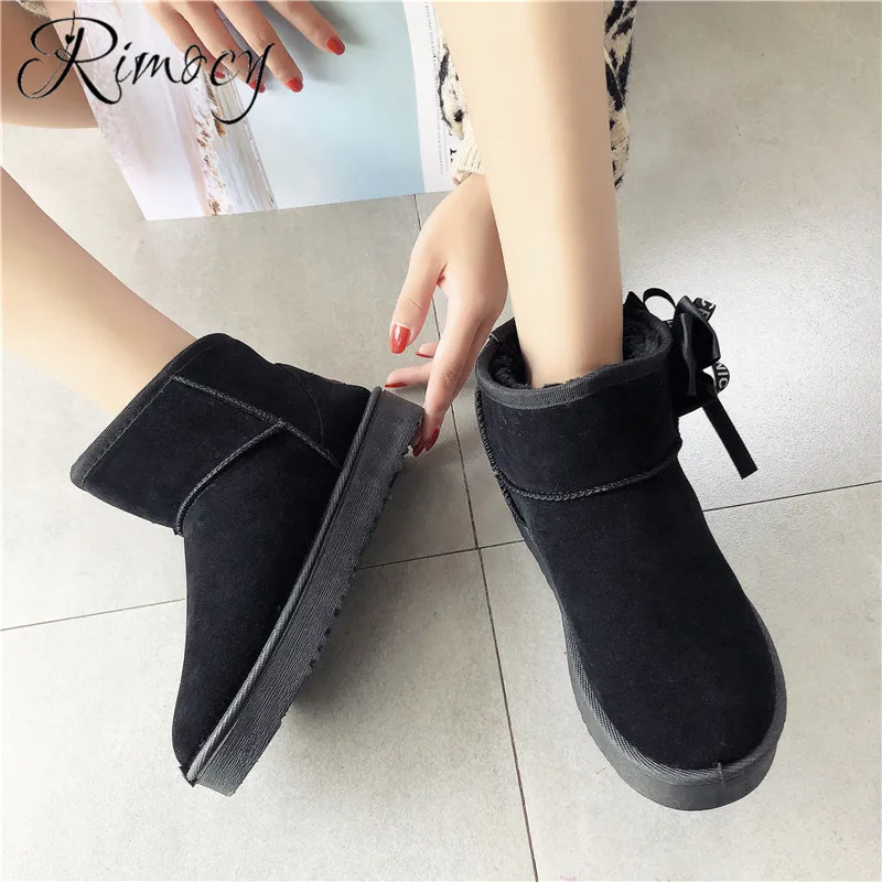 Rimocy/Элегантные женские ботильоны из флока с круглым носком botines mujer зимние