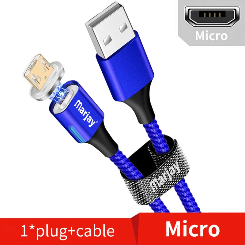 Blue Micro Cable MArjay 2 м Магнитный кабель Micro Usb type C супер быстрая зарядка телефона Usb C QC3.0 зарядное устройство для IPhone Xiaomi huawei Android телефон - Цвет: Blue Micro Cable