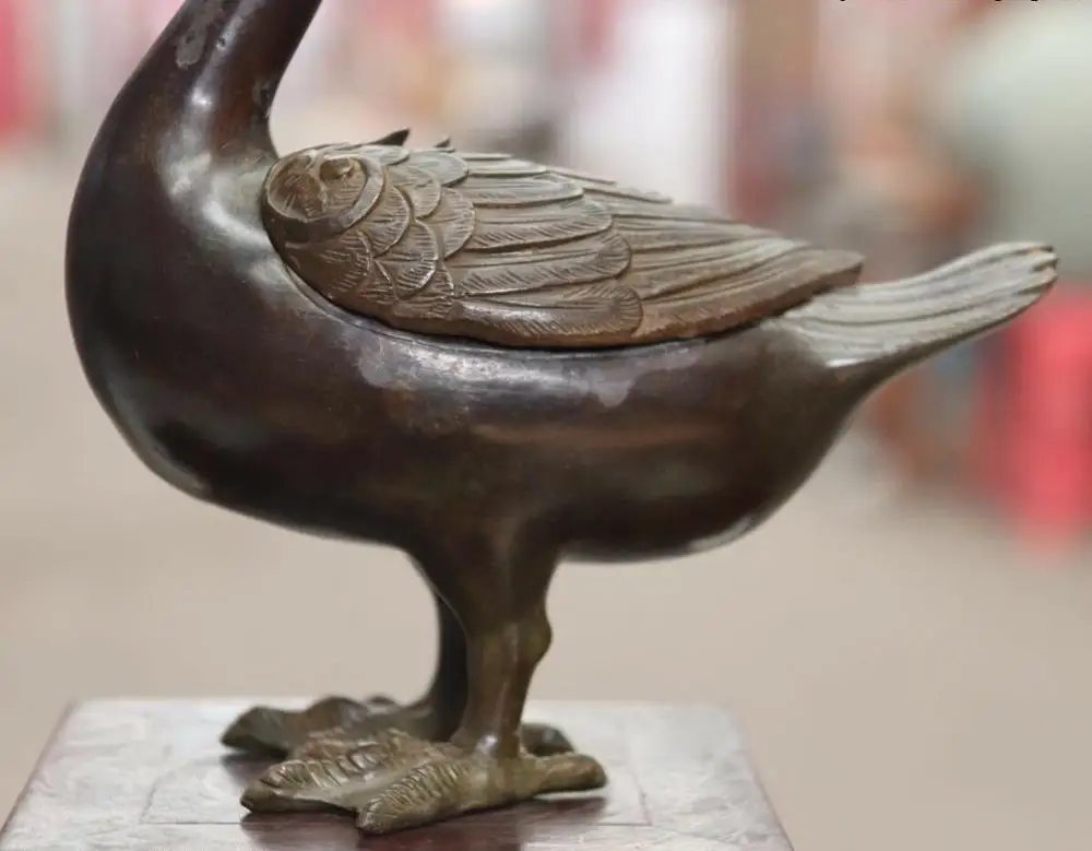 Старинная китайская бронза медная статуя гуся гуси скульптура BN3064 | Дом и сад