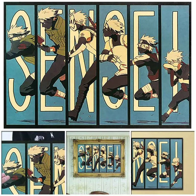 Винтаж мультфильм аниме постер Naruto бар Детская комната Домашний декор комиксы Наруто ретро крафт-бумага живопись