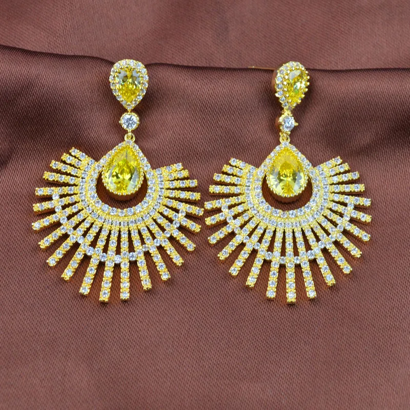 Новый дизайн белые/желтые/красные Роскошные висячие серьги с микрозакрепкой