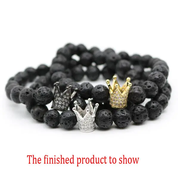 2pc/lot Crown Rhinestone European Style Charm Beads Micro Pave Metal Crystal Spacer For Bracelet Diy Jewelry Making F3210 | Украшения и