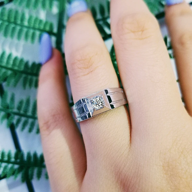 Ко Дню Святого Валентина CZ по низкой цене 925 чистого серебра мужские кольца для