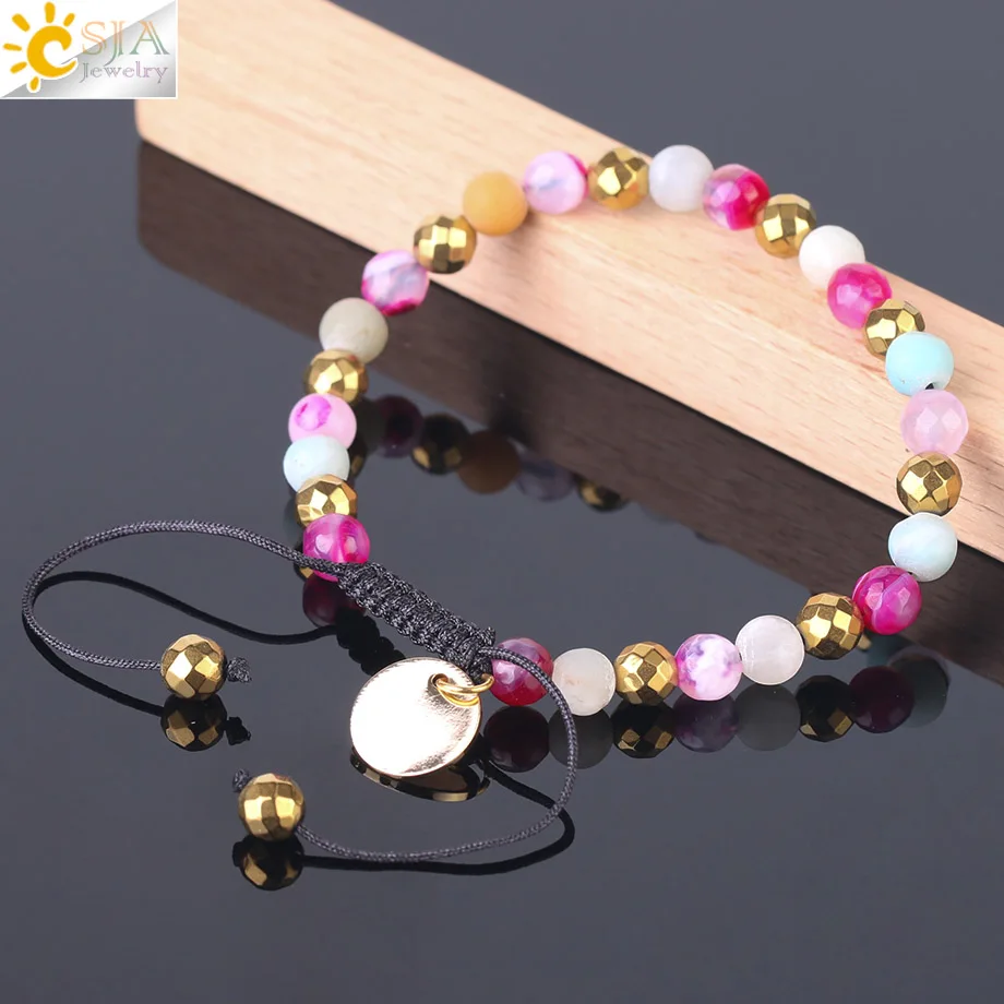 CSJA рейки браслет из натурального камня с кристаллами матовые амазонитовые