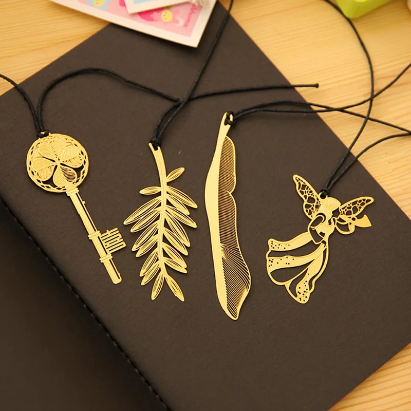 

1pc metal bookmark gold color featheer key angle maple leaf bookmarks for kids gift promotion gift school stationery supplies