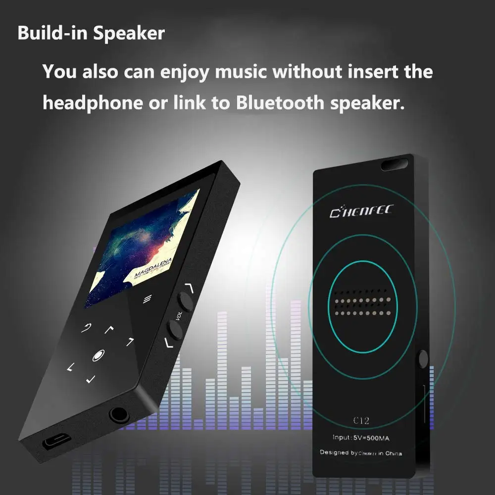 MP3-плеер Bluetooth 4,2 без потерь звук 1,8 дюймов экран металлический корпус музыкальный плеер с FM, рекордер, поддержка sd-карты до 128 ГБ