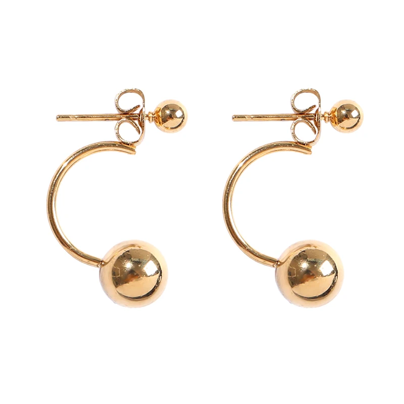 

YUN RUO New Arrival Fashion Vintage Gold Ball Stud Earring Rose Gold Color Woman Birthday Gift Titanium Steel Jewelry Never Fade