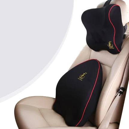 black red set Автомобильное сиденье подушка для шеи наборы памяти хлопок поддержка талии подушка дышащий авто подголовник поясничная поддержка s аксессуары для интерьера - Цвет: black red set