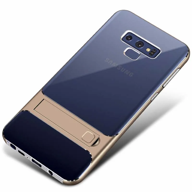 Золотой ITEUU NOTE9 PC TPU чехол с подставкой для samsung Galaxy Note 9 чехол s Мягкие противоударные силиконовые прозрачные чехлы с подставкой - Цвет: Золотой