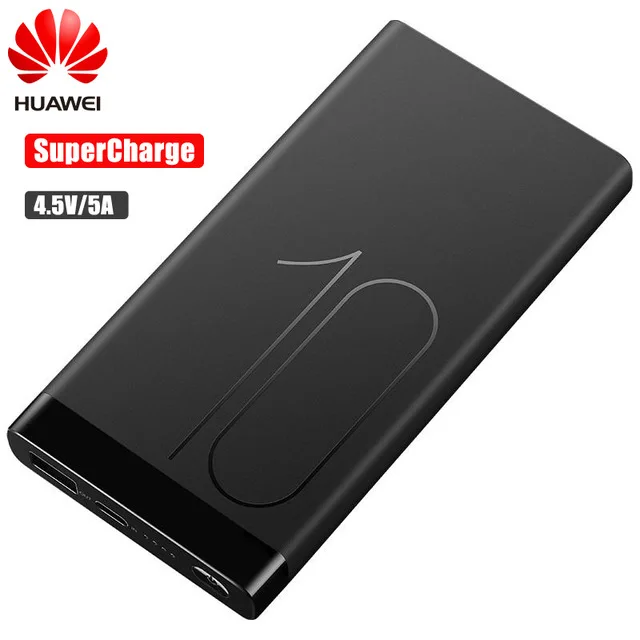 Черный Huawei SuperCharge power Bank 10000mAh Max 22,5 W type-C Двусторонняя Быстрая зарядка с 5А кабелем 4,5 V/5A для mate 9 10 20 X Pro P10 P20 - Цвет: Черный