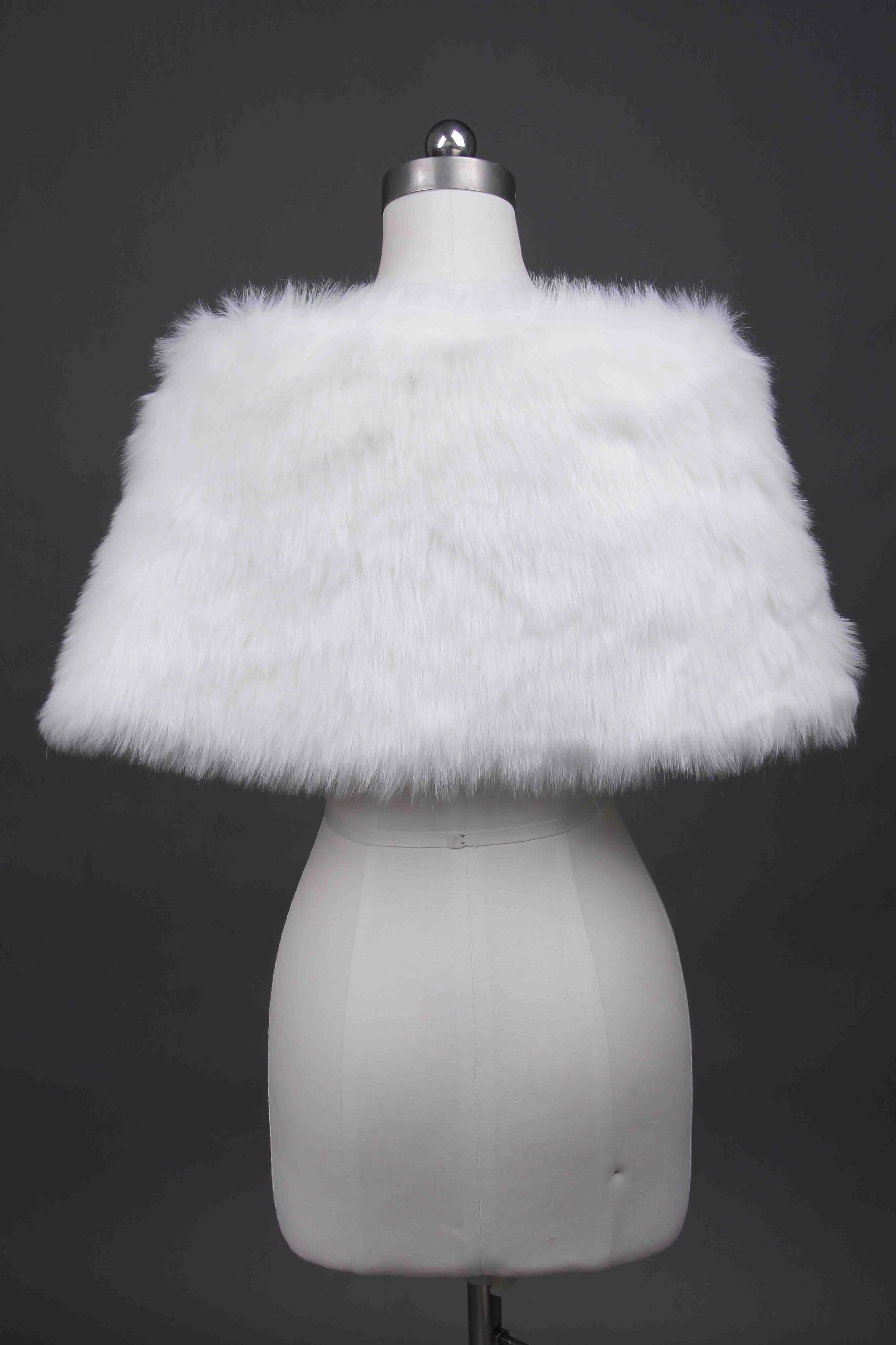 Белый цвет слоновой кости черный искусственный мех Свадебная искусственная шаль