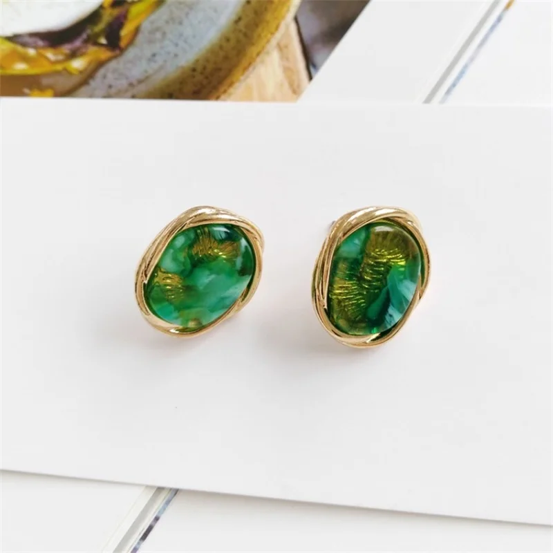 3*2018 Simple Court Retro Round Resin Stud Earrings Irregular Acrylic Pattern Jewelry Wedding Brincos Statement Sexy | Украшения и