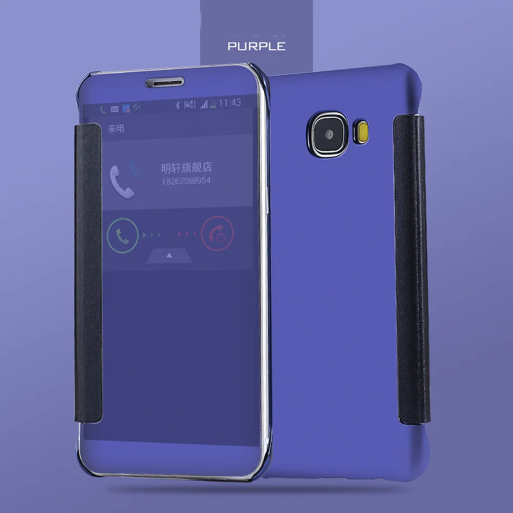 Зеркальная поверхность Чехол С Откидывающейся Крышкой для Samsung Galaxy J1 J3 J5 J7 A3 A5 A7 A8 Prime On5 On7 Note 5 4 C5 C7 C9 Pro задняя крышка - Цвет: JM Dark blue