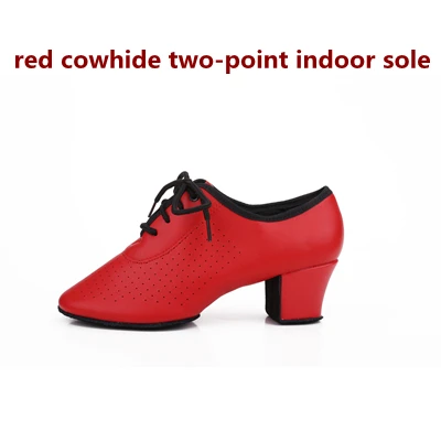 Women's Leather Latin Dance Shoes Ballroom Dancing Shoes Soft Sole Sailor Dance Shoes Adult Practice Dance Shoes Of Cloth - Цвет: red 2-point indoor