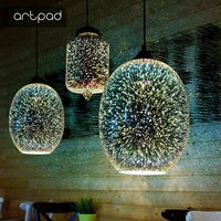 creative shiny led 3d bar pendant light firework colorful glass ball hanging lamp for restaurant hotel living room dining room