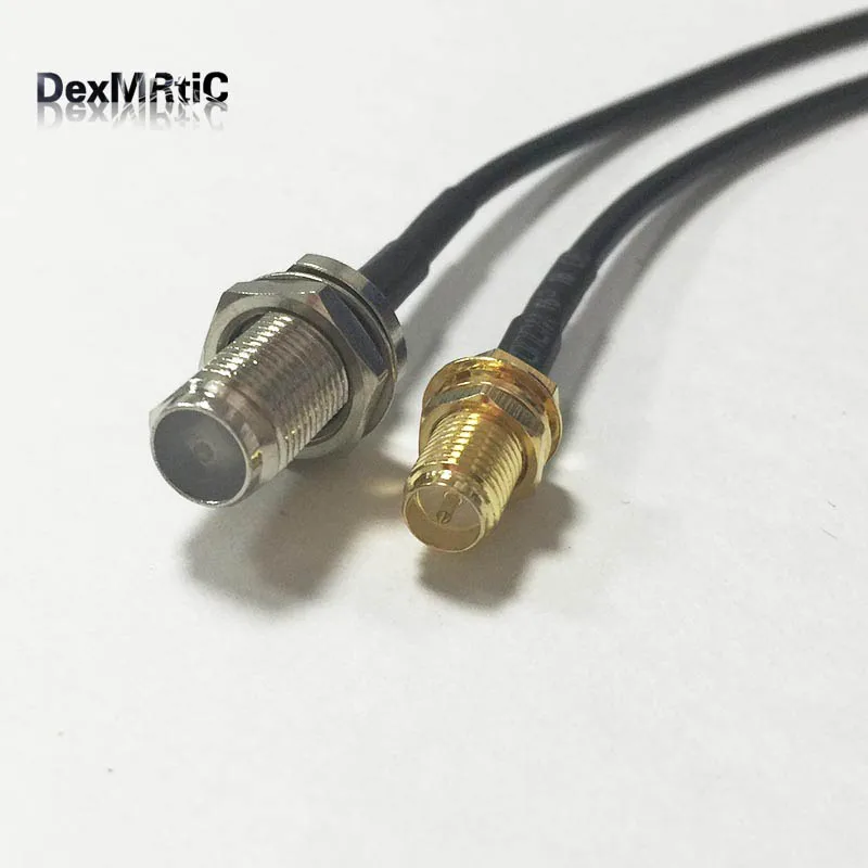 Переходник с гнездовой гайкой типа F на гнездовую гайку RP SMA (штырь)