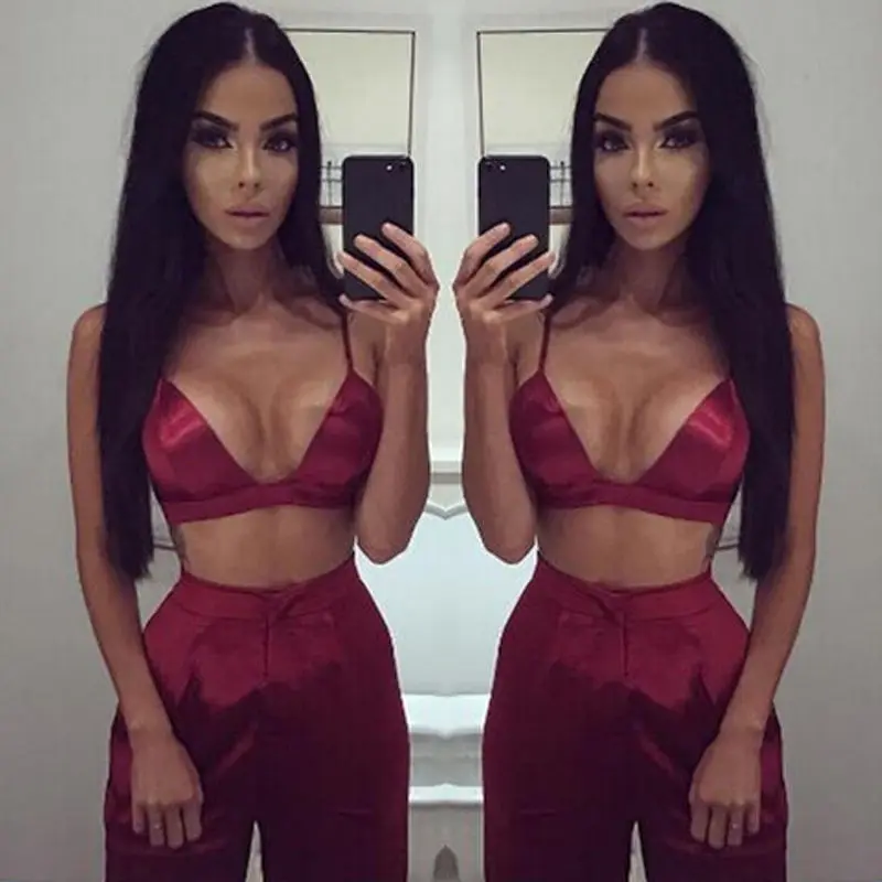 Women Ladies Palazzo Plain Flared Wide Leg Pants leggings Baggy Trousers Sleepwear Clothes Set Wine Red | Женская одежда