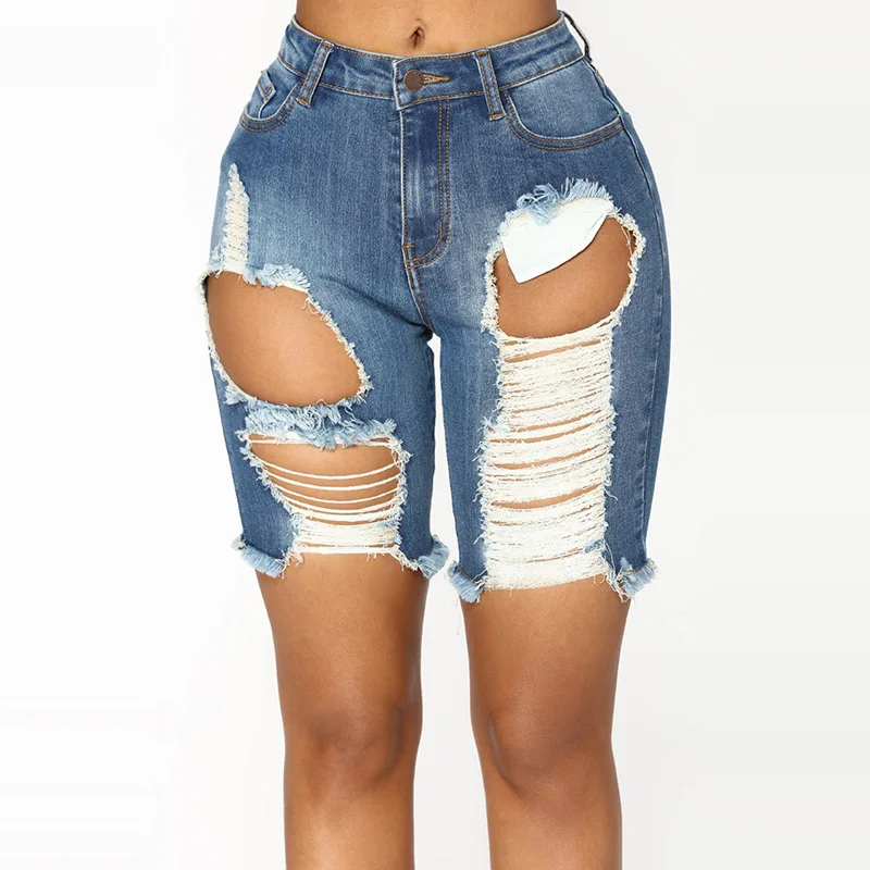 GBYXTY korte broek dames летние сексуальные джинсовые шорты с дырками и высокой талией, обтягивающие джинсы, Короткие повседневные шорты ZL136 - Цвет: light blue