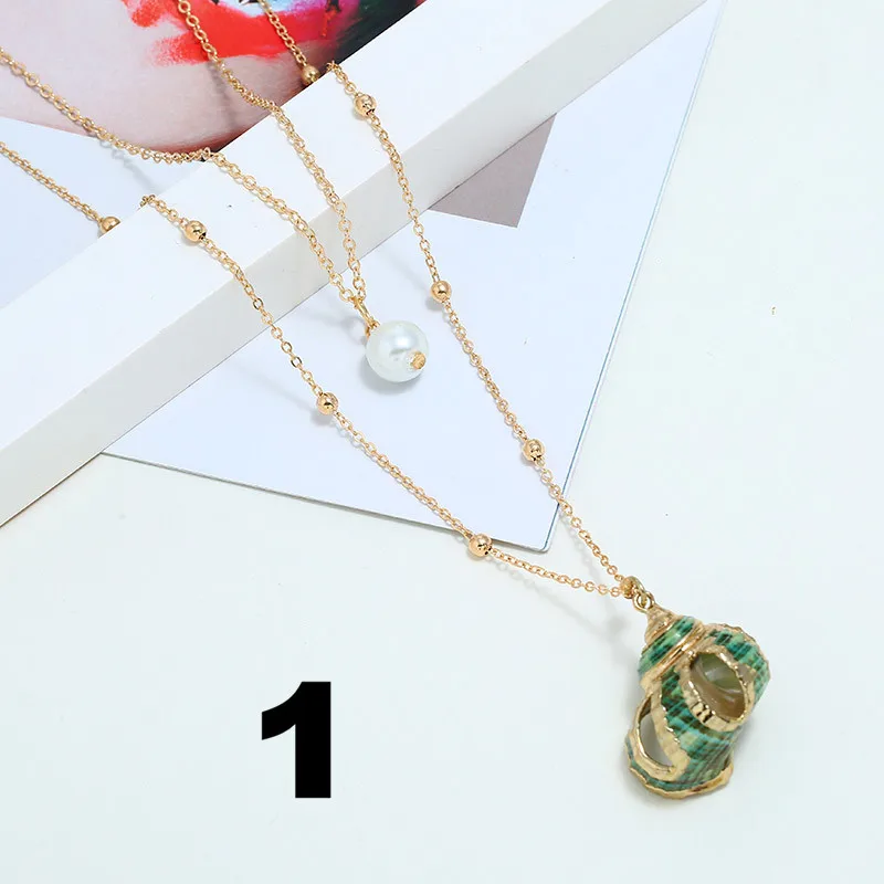 Женское многослойное ожерелье с подвеской в виде раковины Cowrie модное лето