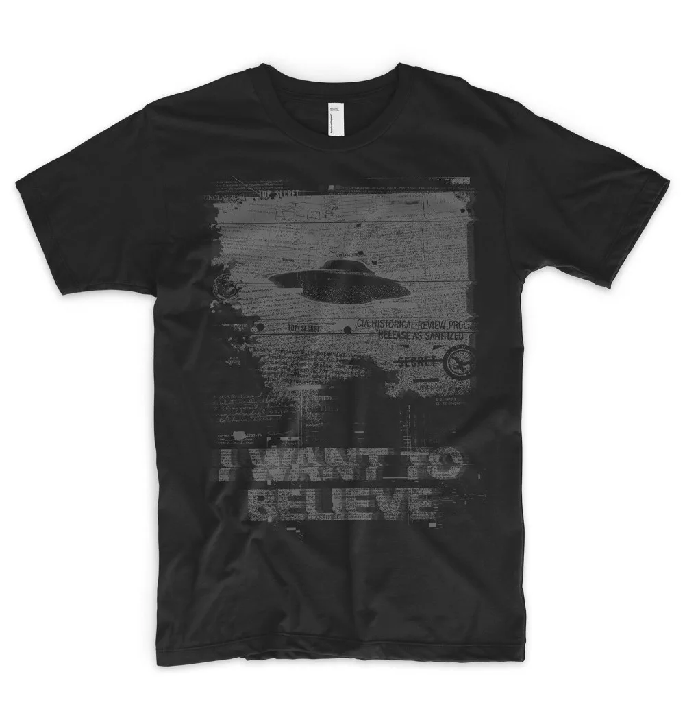 Футболка с надписью &quotя хочу поверить&quot Alien Ufo Area 51 Roswell X File Space Ship gray Sin 2019