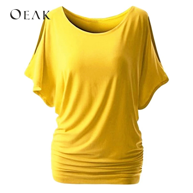 OEAK 5XL Women Casual Summer T-Shirt Batwing Short Sleeve Loose Top Basic Tee Female Plus Size camisas mujer | Женская одежда
