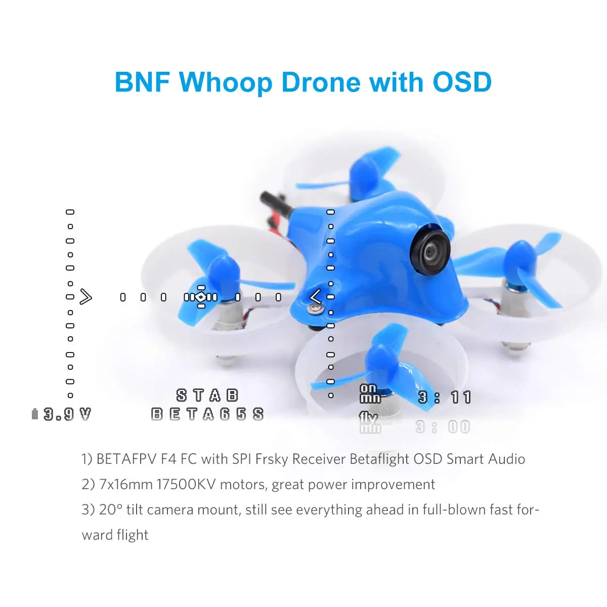 Квадрокоптер Beta85 Micro Drone 1S матовый FPV с приемником F4 FC Frsky Z02 камерой OSD