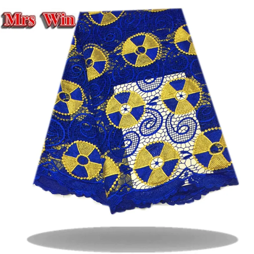 latest african guipure lace royal blue water soluble chemical fabric!high quality cord 5yards/1lot | Дом и сад