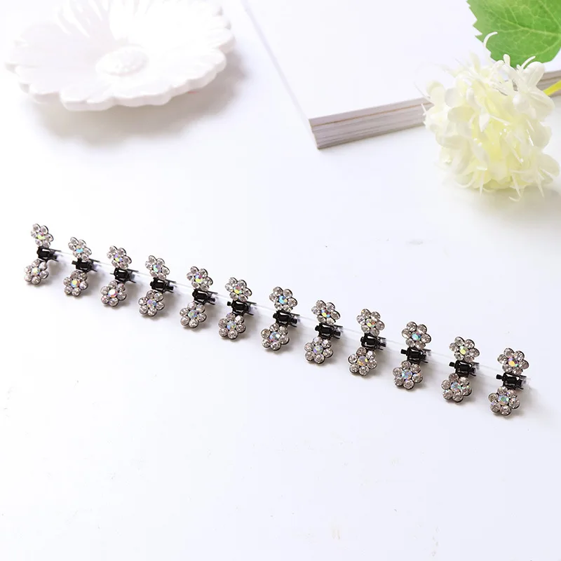 12 pcs White 12 шт./лот, алмазные мини-Когти для волос для девочек, много цветов, маленькие зажимы для волос для детей, милые заколки для волос, головной убор, аксессуары для волос - Цвет: 12 pcs White