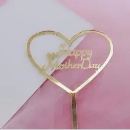 Gold Heart 1 шт Розовое золото сердце торт топ флаг золото геометрической формы топперы для тортов, украшение день матери кекс подарки для матери день рождения - Color: Gold Heart