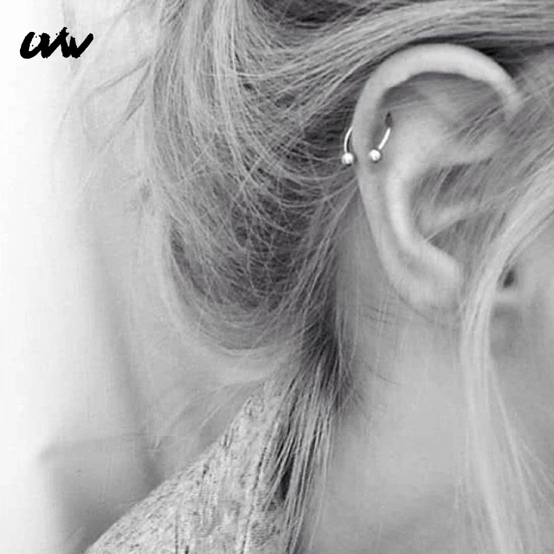 

UVW037 1pc Trendy Surgical Steel C Shape Segment Tragus Fake Septum Nose Rings Stud Helix Piercing Body Jewelry Women Earrings