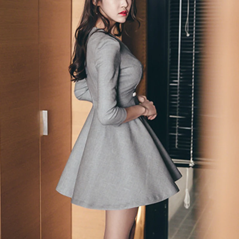 Женское офисное платье RUGOD элегантное Деловое платье-туника с v-образным вырезом