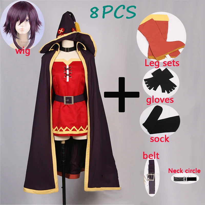 KonoSuba Божье благословение на этом чудесном мире Косплей Женщины Megumin плащ платье униформа наряд Аниме косплей костюмы и парики