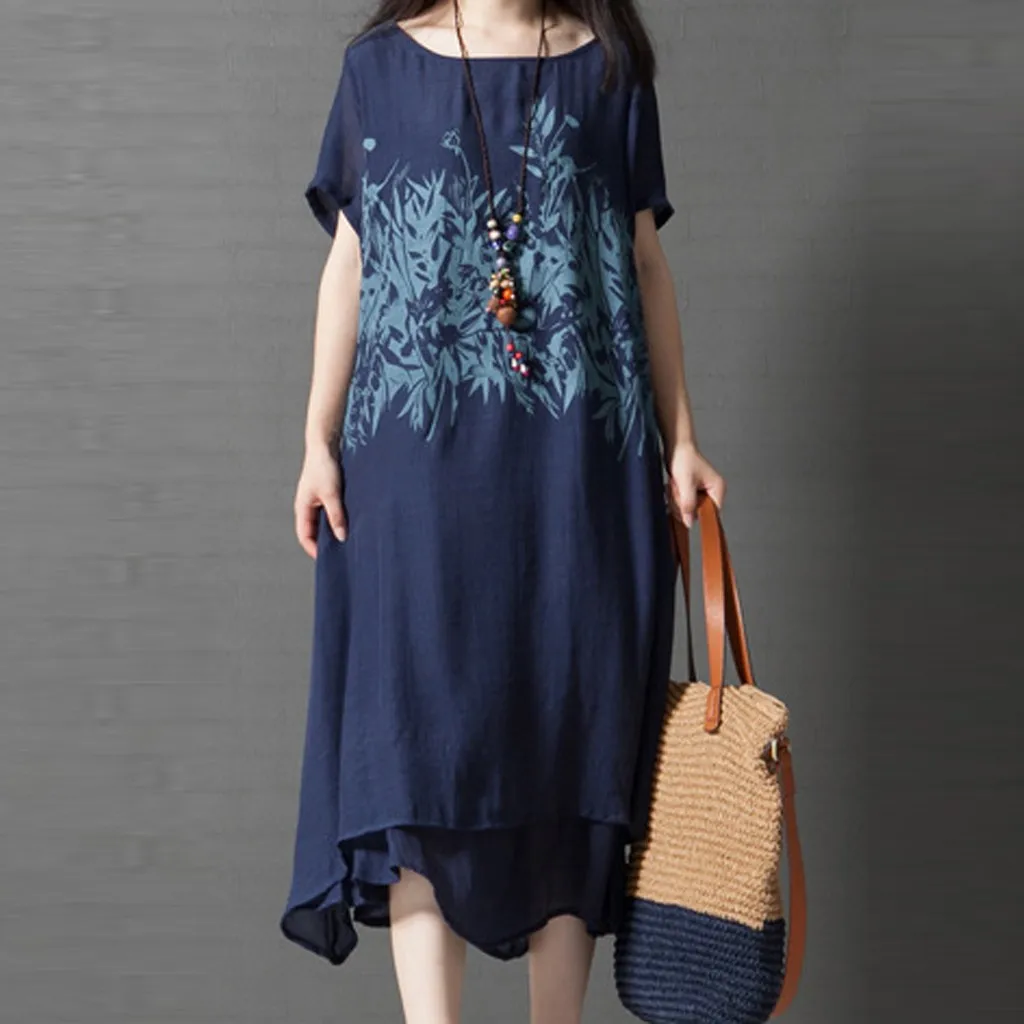 2019 летние женские размера плюс свободные пляжные платья 2 цвета Туника