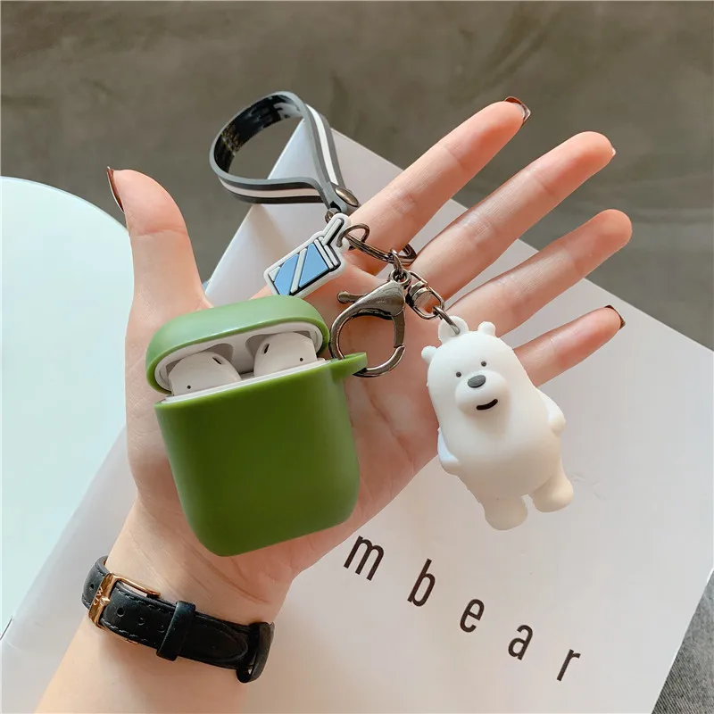 Милый мультяшный медведь декоративный силикон чехол для Apple Airpods чехол Аксессуары Защитный чехол Bluetooth наушники чехол Брелок