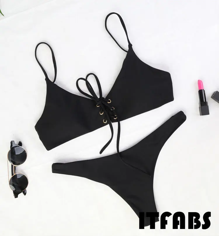 Женский комплект бикини с пуш-ап бюстгальтером пляжный купальник купальный