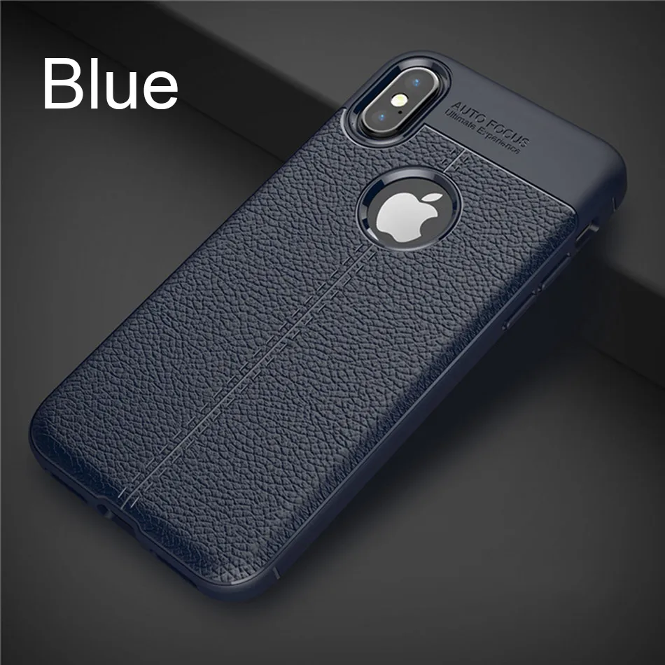 Blue Роскошный кожаный PU силиконовый мягкий чехол для iphone 7 8 6 6s PLus X полный Чехол для iphone X Xr Xs Max противоударный бампер чехол - Цвет: Blue