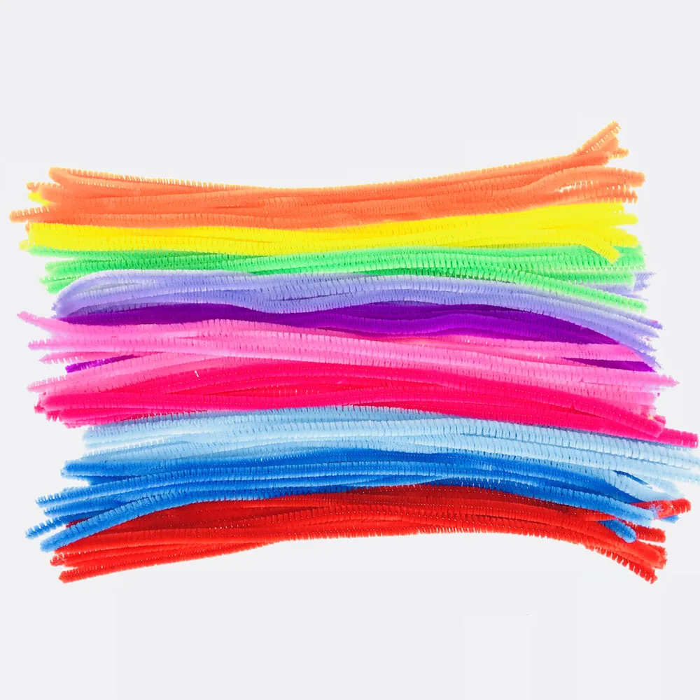 100 pcs 100 шт./компл. Chenille стебли Красочные палочки детские игрушки для детского сада DIY ручной работы Материал творческие детские развивающие игрушки - Цвет: 100 pcs