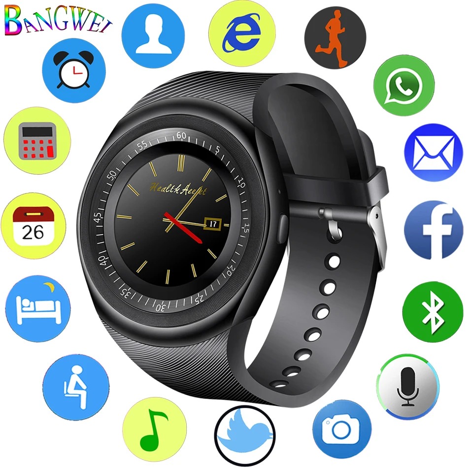 2018 BANGWEI новая пара Bluetooth Smart часы Для мужчин группа светодио дный Сенсорный экран