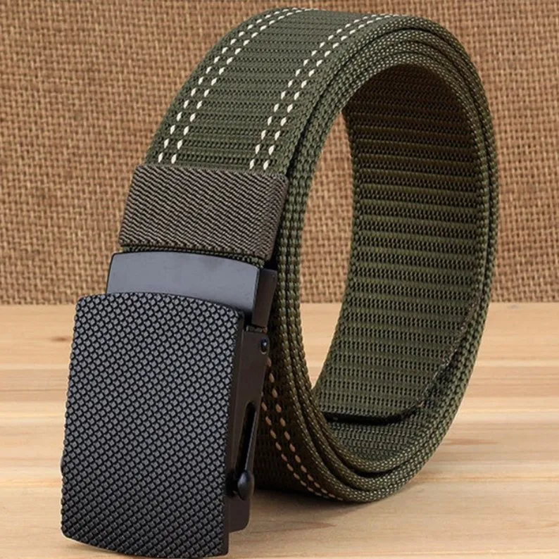 Army green Автоматический черный ремень с пряжкой из сплава унисекс 3,8 см широкие нейлоновые ремни для походов на открытом воздухе - Цвет: Army green